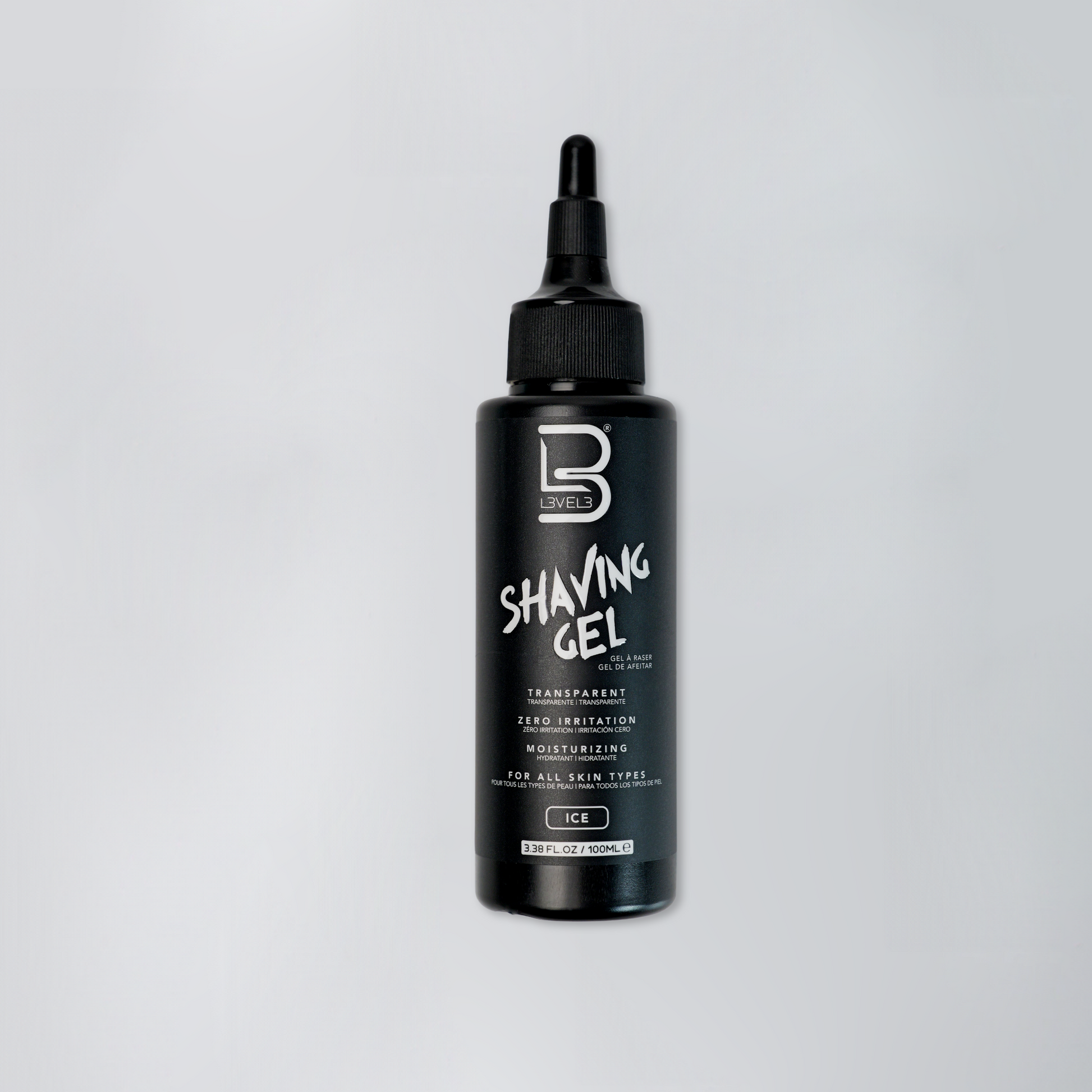 L3VEL3 Shaving Gel, gel da rasatura trasparente — formato 100 ml, profumazione Ice