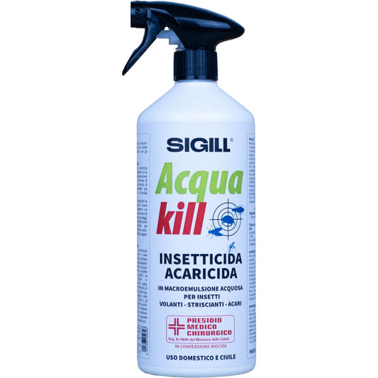 Flacone spray da 750 ml Sigill Acqua Kill, insetticida acaricida per ambienti