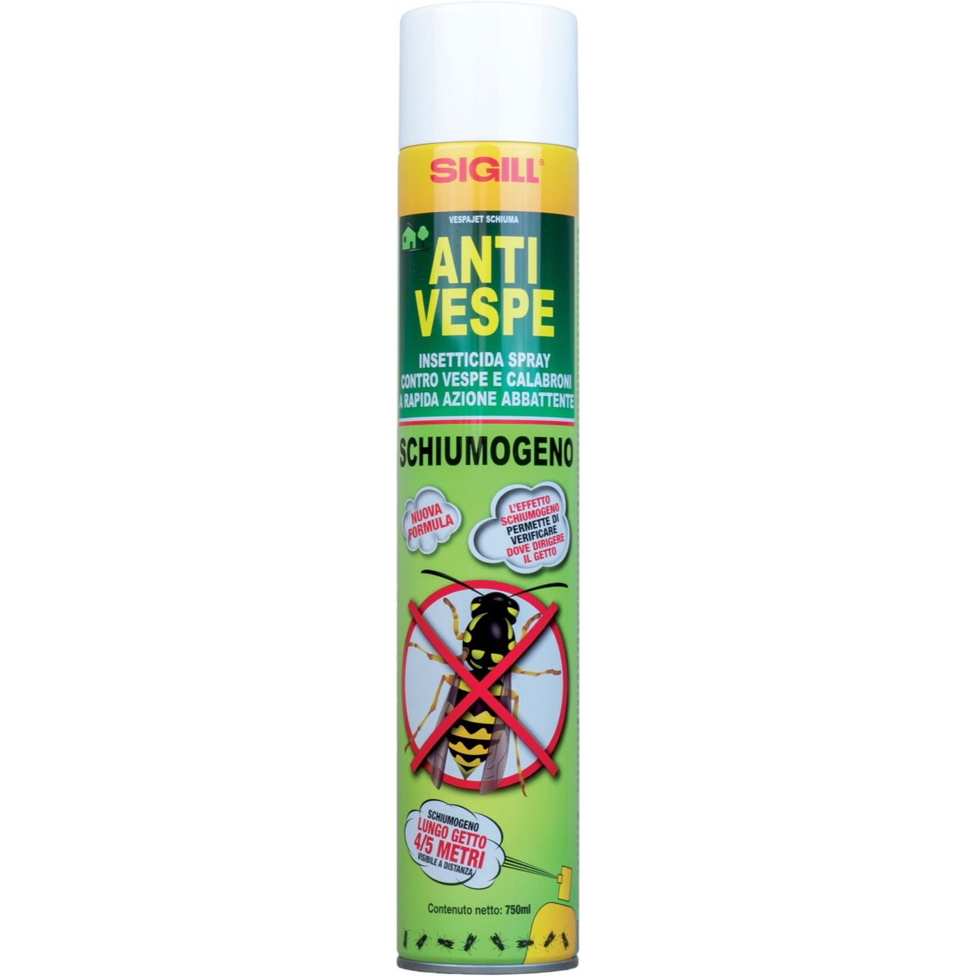Bombola spray da 750 ml Sigill Vespajet Schiuma, insetticida schiumogeno per vespe e calabroni