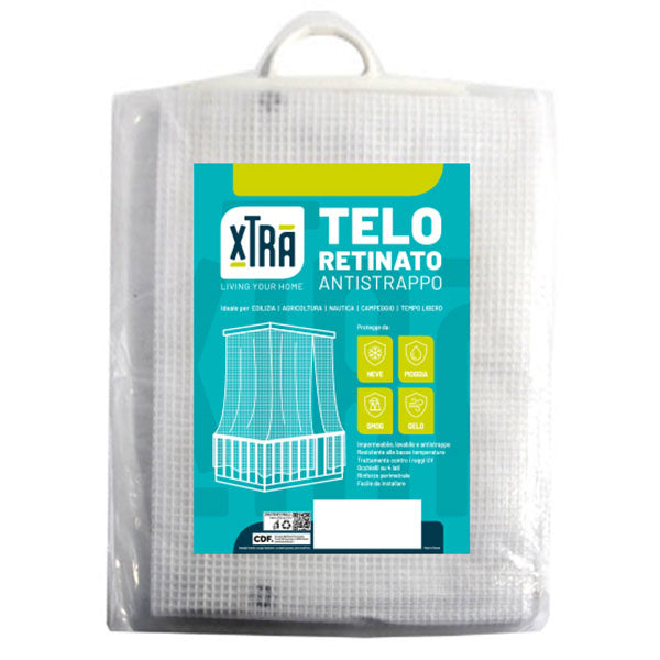 Tenda balcone invernale: telo PE retinato trasparente antistrappo Xtra' con occhielli, confezione