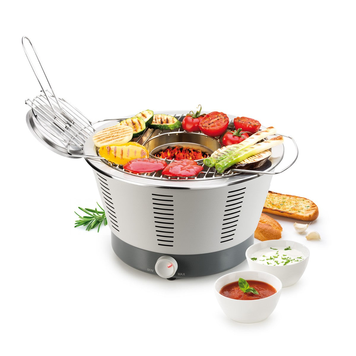 Barbecue da tavolo a carbonella Tescoma Party Time con verdure grigliate