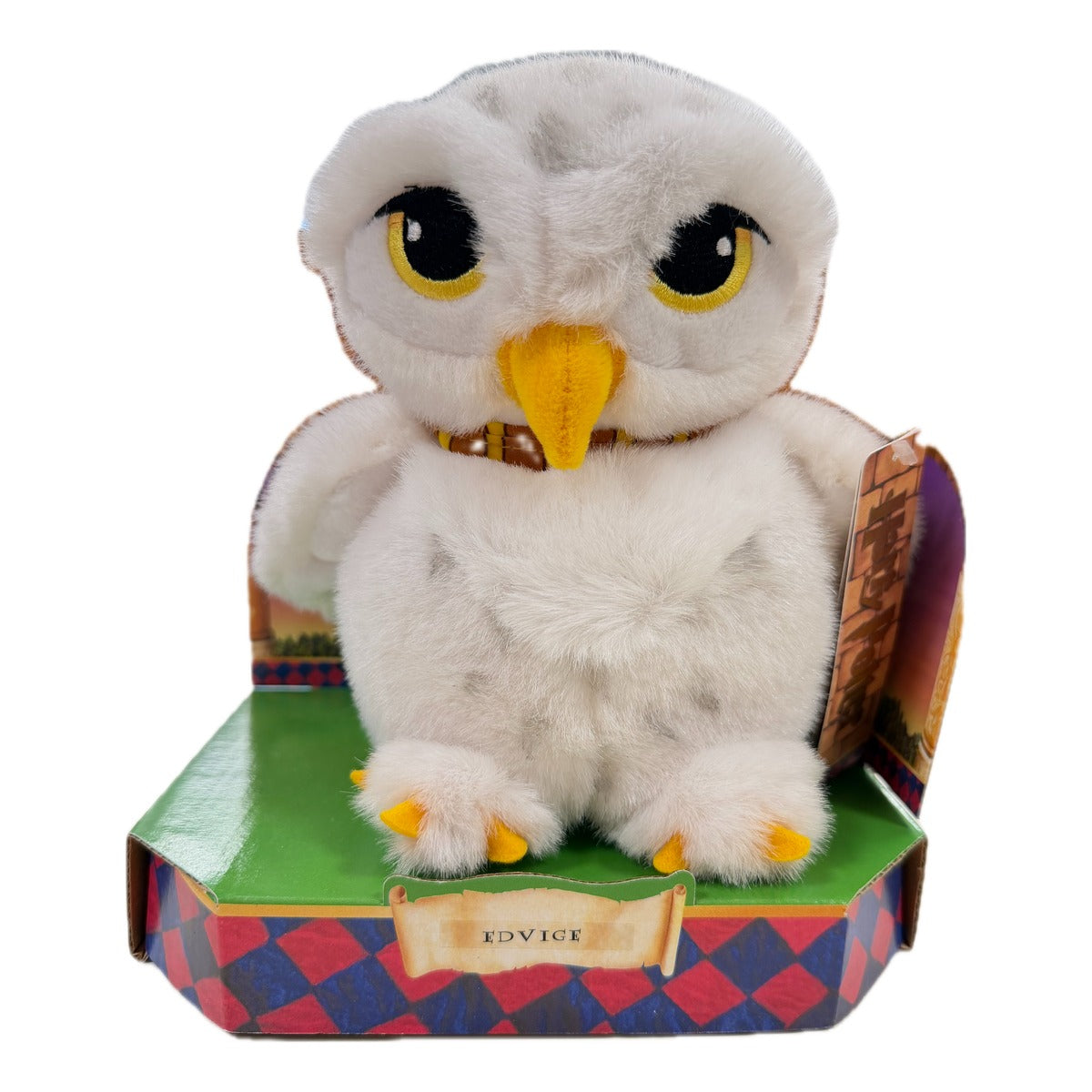 Peluche Trudi Edvige grande, civetta bianca con sciarpa di Grifondoro nell'espositore originale Harry Potter