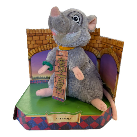 Peluche Trudi Scabbers, il topo di Ron Weasley, nell'espositore originale Harry Potter con la targhetta Scabbers