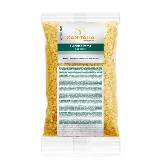Xanitalia Pelables Primo, cera brasiliana in perle senza strisce: busta da 1 kg, versione Miele