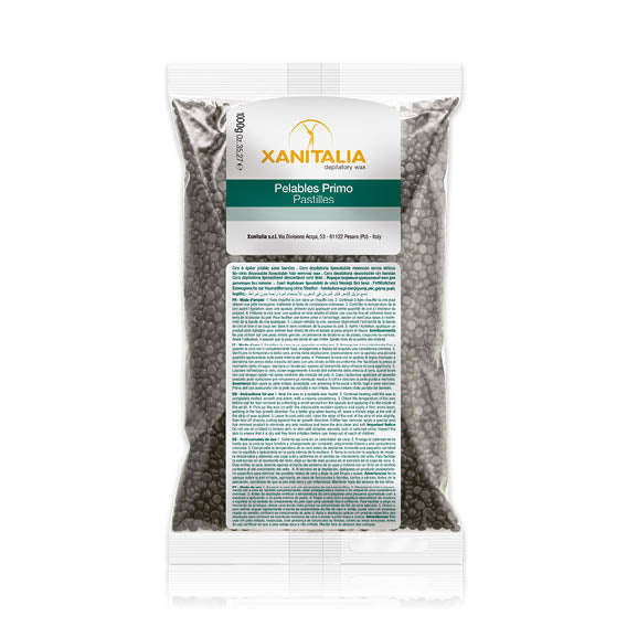 Xanitalia Pelables Primo, cera brasiliana in perle senza strisce: busta da 1 kg, versione Nera