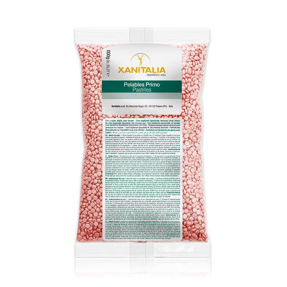 Xanitalia Pelables Primo, cera brasiliana in perle senza strisce: busta da 1 kg, versione Rosa
